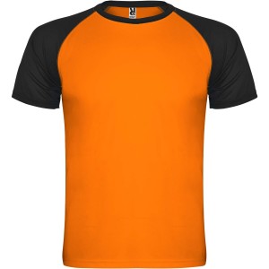 Indianapolis rvid ujj uniszex sportpl, fluor orange, solid black (T-shirt, pl, kevertszlas, mszlas)